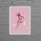 Quadro Decorativo Rosas Rosa 33x24cm Moldura:madeira Branca