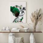 Quadro Decorativo Rosto Mulher Com Asa 24x18cm - Com Vidro Mo