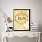 Quadro Decorativo Rótulo De Vinho Vintage 45x34cm - Com Vidro