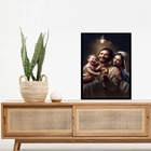 Quadro Decorativo Sagrada Família Feliz 45x34cm - Com Vidro M