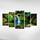 Quadro Decorativo Sala 5 Peças Paisagem Cachoeira