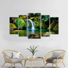 Quadro Decorativo Sala 5 Peças Paisagem Cachoeira