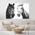 Quadro Decorativo Sala Cavalos Preto Branco Com Moldura