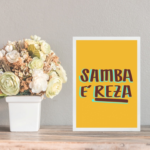 Quadro Decorativo Samba É Reza 45x34cm - Com Vidro Moldura Br