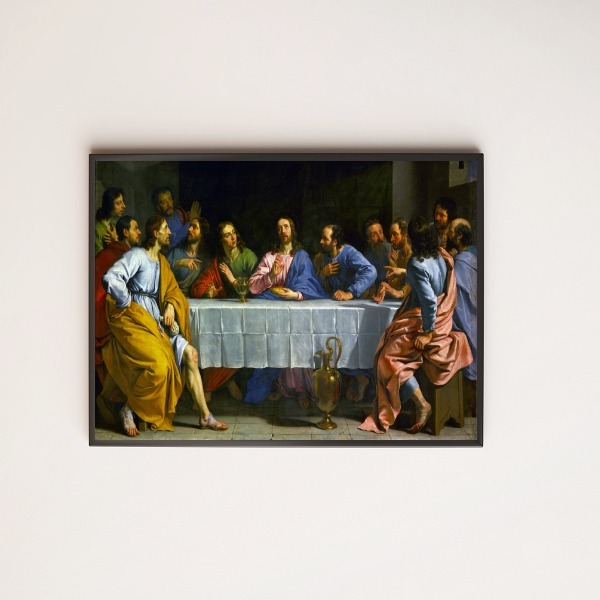 Quadro Decorativo Santa Ceia 24x18cm Moldura:madeira Preta