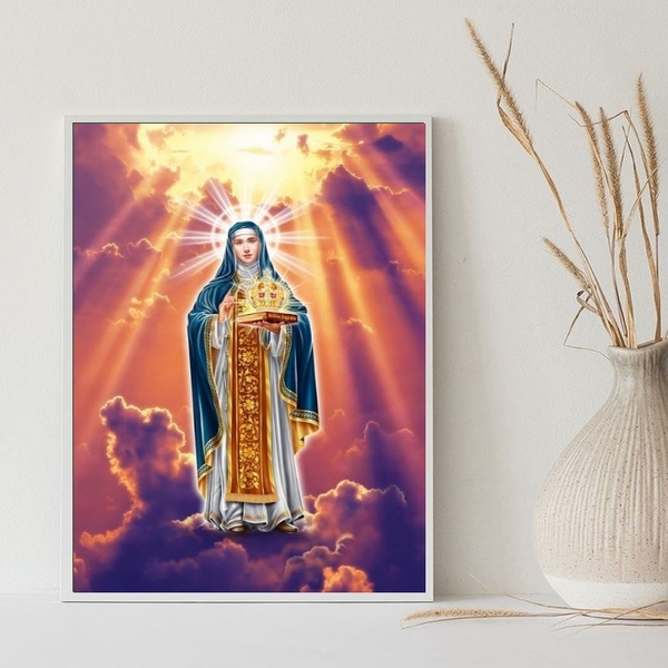 Quadro Decorativo Santa Edwiges 45x34cm - Com Vidro Moldura:m