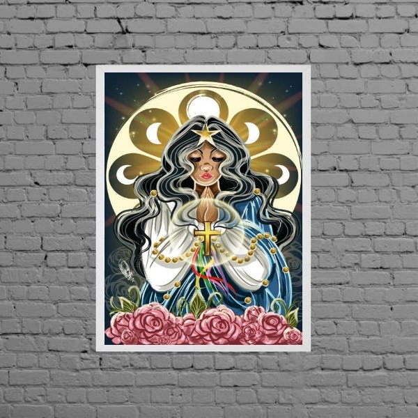 Quadro Decorativo Santa Sara Kali 33x24cm Moldura:madeira Pre