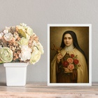 Quadro Decorativo Santa Teresinha 24x18cm Moldura Branca