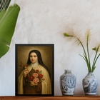 Quadro Decorativo Santa Teresinha 24x18cm Moldura Branca