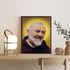Quadro Decorativo Santo Padre Pio 45x34cm - Com Vidro Moldura