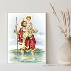 Quadro Decorativo São Cristóvão 24x18cm Moldura:madeira Branca