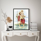 Quadro Decorativo São Cristóvão 45x34cm Moldura:madeira Preta