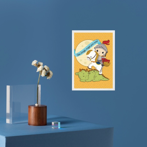 Quadro Decorativo São Jorge Baby 24x18cm Moldura Preta