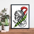 Quadro Decorativo São Jorge Com Espada 33x24cm - Com Vidro Mo