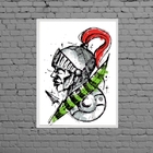 Quadro Decorativo São Jorge Com Espada 45x34cm Moldura:madeir