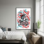 Quadro Decorativo São Jorge Fitas  - 70x50cm Moldura Branca