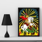 Quadro Decorativo São Jorge Fundo Colorido 24x18cm - Com Vidr