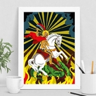 Quadro Decorativo São Jorge Fundo Colorido 33x24cm Moldura:ma