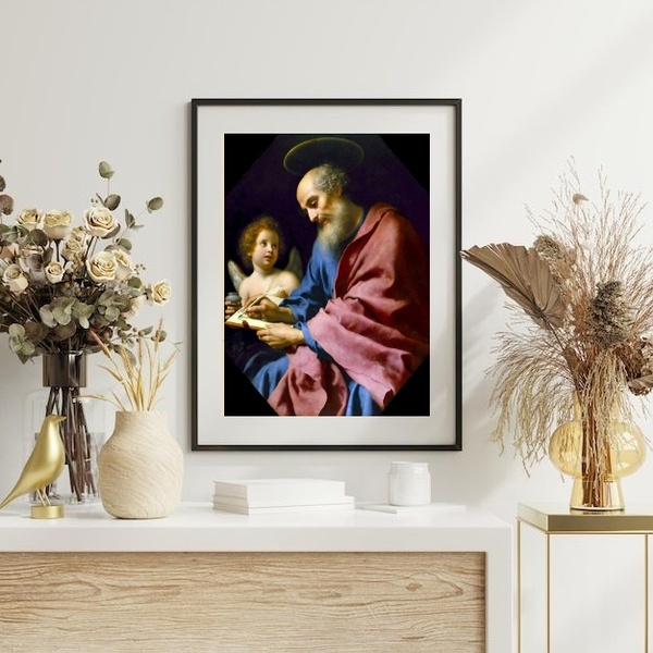 Quadro Decorativo São Mateus - 60x48cm Moldura:madeira Branca