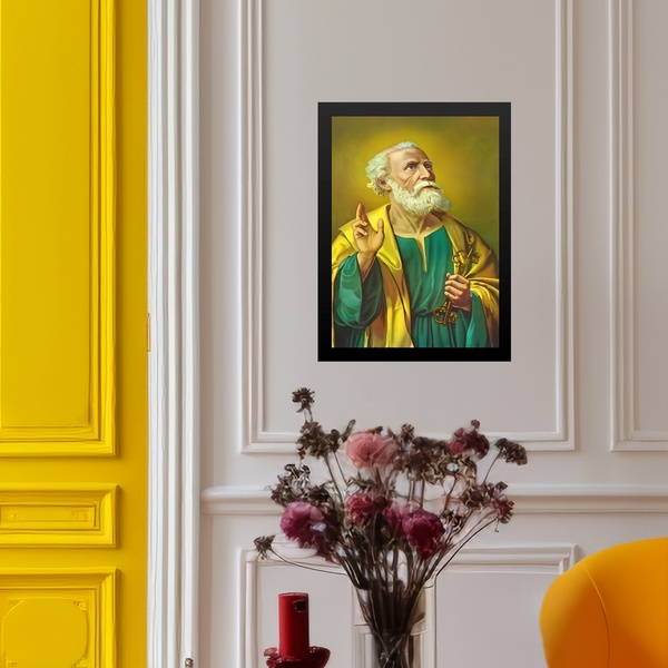 Quadro Decorativo São Pedro 24x18cm Moldura Preta