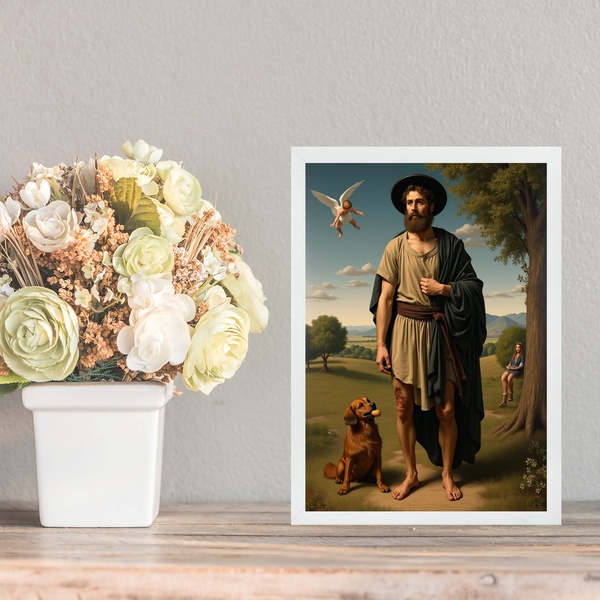 Quadro Decorativo São Roque 45x34cm Moldura Branca