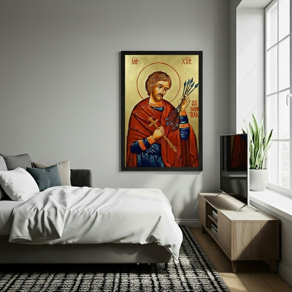 Quadro Decorativo São Sebastião  - 70x50cm Moldura Preta