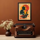 Quadro Decorativo Saxofonista - Aquarela 24x18cm - Com Vidro