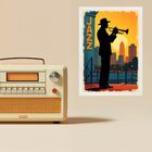 Quadro Decorativo Saxofonista Jazz - Silhueta 33x24cm - Com V