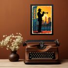 Quadro Decorativo Saxofonista Jazz - Silhueta 33x24cm Moldura