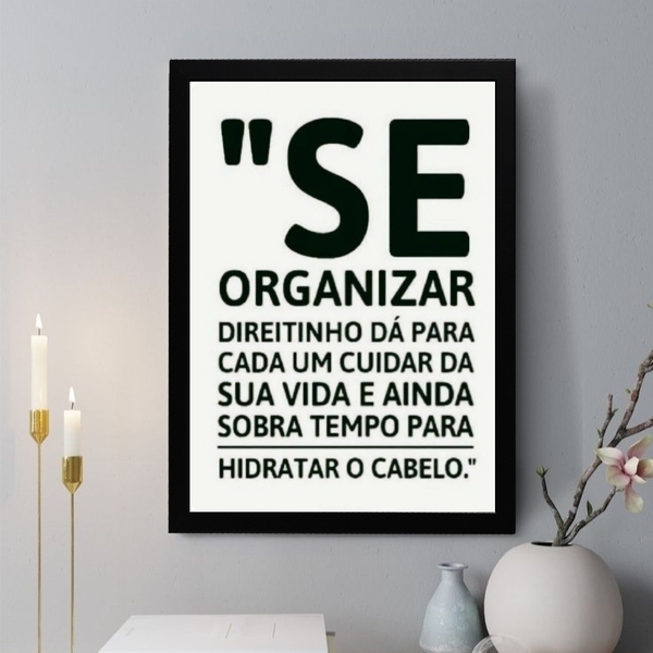 Quadro Decorativo Se Organizar Direitinho 24x18cm - Com Vidro