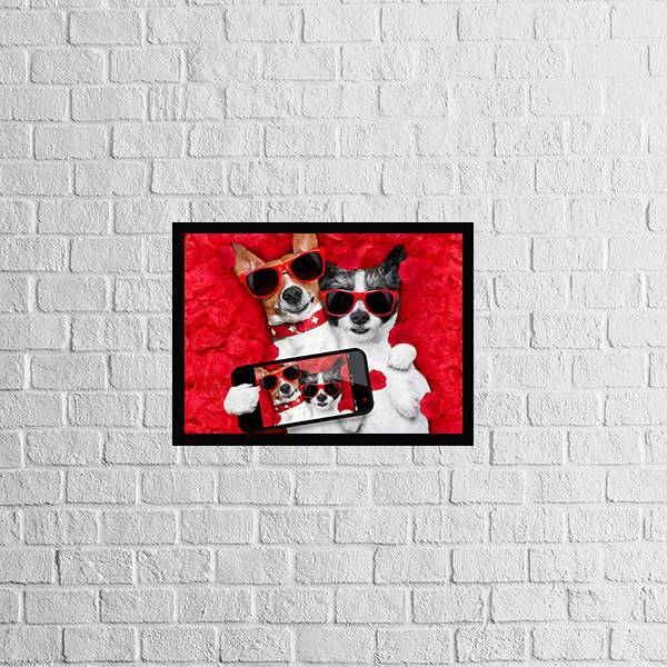 Quadro Decorativo Selfie Gatinho E Cachorrinho 45x34cm A3 (45