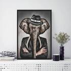 Quadro Decorativo Senhor Elefante 33x24cm - Com Vidro Moldura