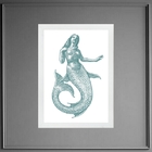 Quadro Decorativo Sereia Minimalista 33x24cm - Com Vidro Mold