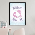 Quadro Decorativo Sereias Existem 33x24cm - Com Vidro Moldura