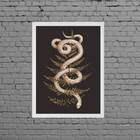 Quadro Decorativo Serpente Com Folha 24x18cm Moldura:madeira