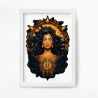 Quadro Decorativo Signo De leão 24x18cm Moldura:madeira Preta