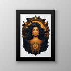 Quadro Decorativo Signo De leão 24x18cm Moldura:madeira Preta