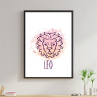 Quadro Decorativo Signos Aquarela - Leão 45x34cm A3 (45 X 34)