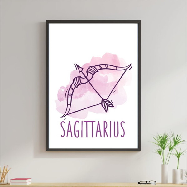 Quadro Decorativo Signos Aquarela - Sagitário 45x34cm A3 (45
