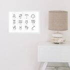 Quadro Decorativo Signos - Símbolos 33x24cm - Com Vidro Moldu