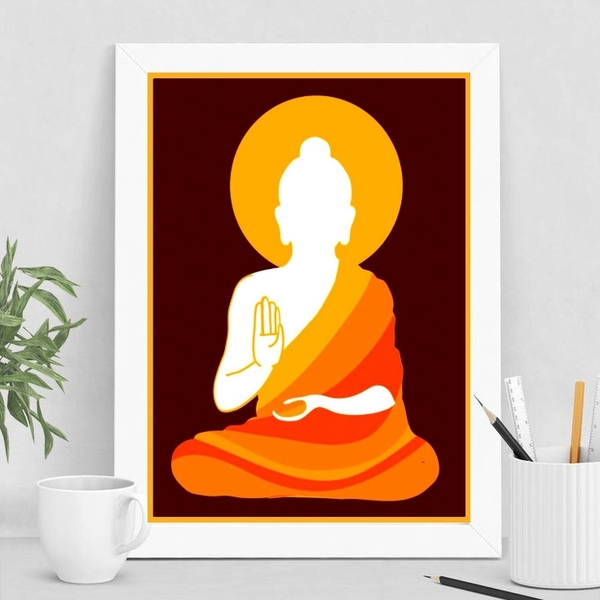 Quadro Decorativo Silhueta Buda Namastê 45x34cm - Com Vidro M