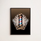 Quadro Decorativo Símbolo Barber Shop 33x24cm - Com Vidro Mol