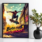 Quadro Decorativo Skatista - Bota Pra Moer 45x34cm - Com Vidr