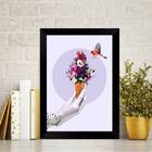 Quadro Decorativo Sorvete Com Flores 24x18cm - Com Vidro Mold