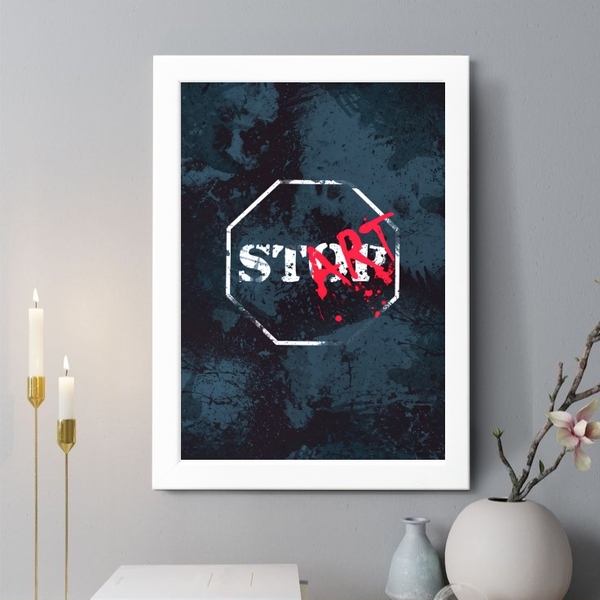 Quadro Decorativo St(op)art 45x34cm - Com Vidro Moldura Branca