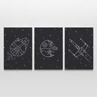 Quadro Decorativo Star Wars Elementos Minimalistas 3 Telas