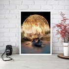Quadro Decorativo Surrealista Bitcoin 33x24cm - Com Vidro Mol