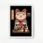 Quadro Decorativo Sushi cat 45x34cm - Com Vidro Moldura:madei