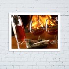 Quadro Decorativo Taça De Vinho Lareira