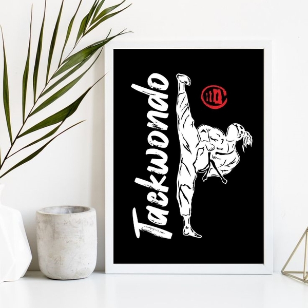 Quadro Decorativo Taekwondo 24x18cm Moldura:madeira Preta